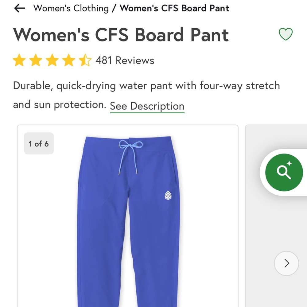 Women's CFS Board Pant - bright lupine (color in 2nd photo) size 14R.